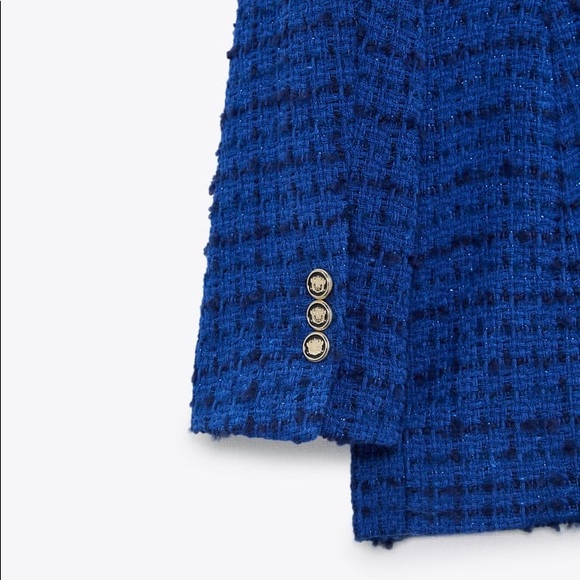 🔴LAST1️⃣ ZARA | NWT Combination TEXTURED BLAZER BLUE Blogger’s Fav Small Blue - Picture 14 of 14